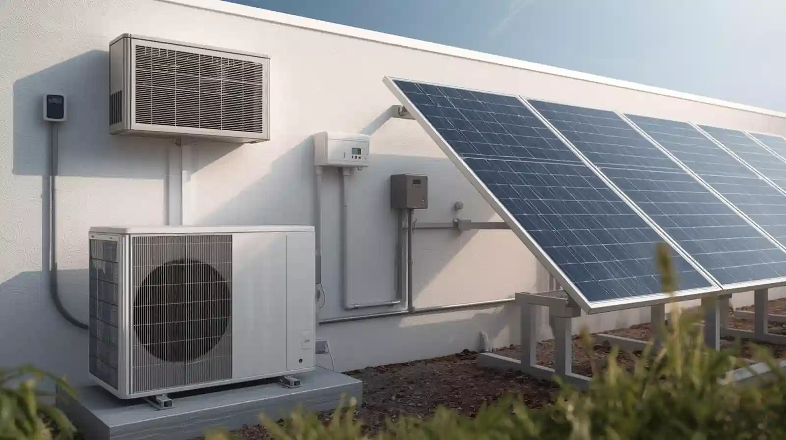 Aircon loadshedding backup solar battery - solar panels powering air conditioner during power outage