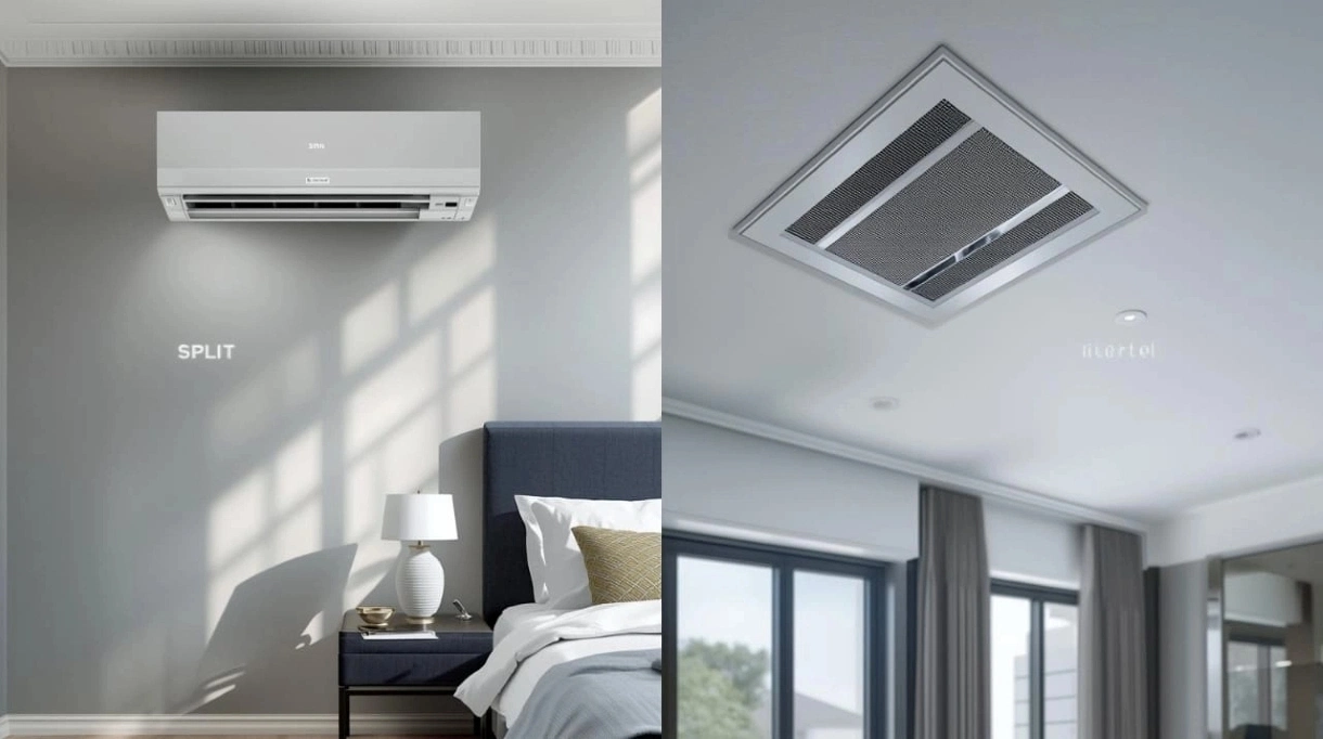 Split aircon installed in bedroom from leading brand showing clean installation