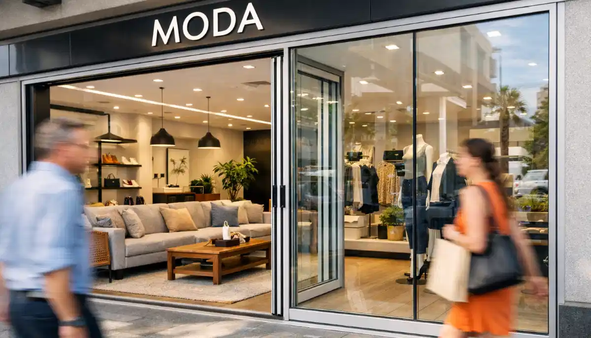 Corner opening bifold doors showing glass wall effect – alternative to sliding and stacking doors for wide openings