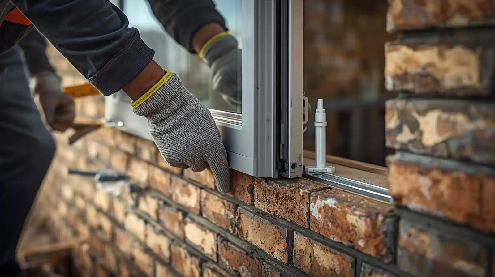 Aluminium window hinge replacement showing corrosion damage on old hinge