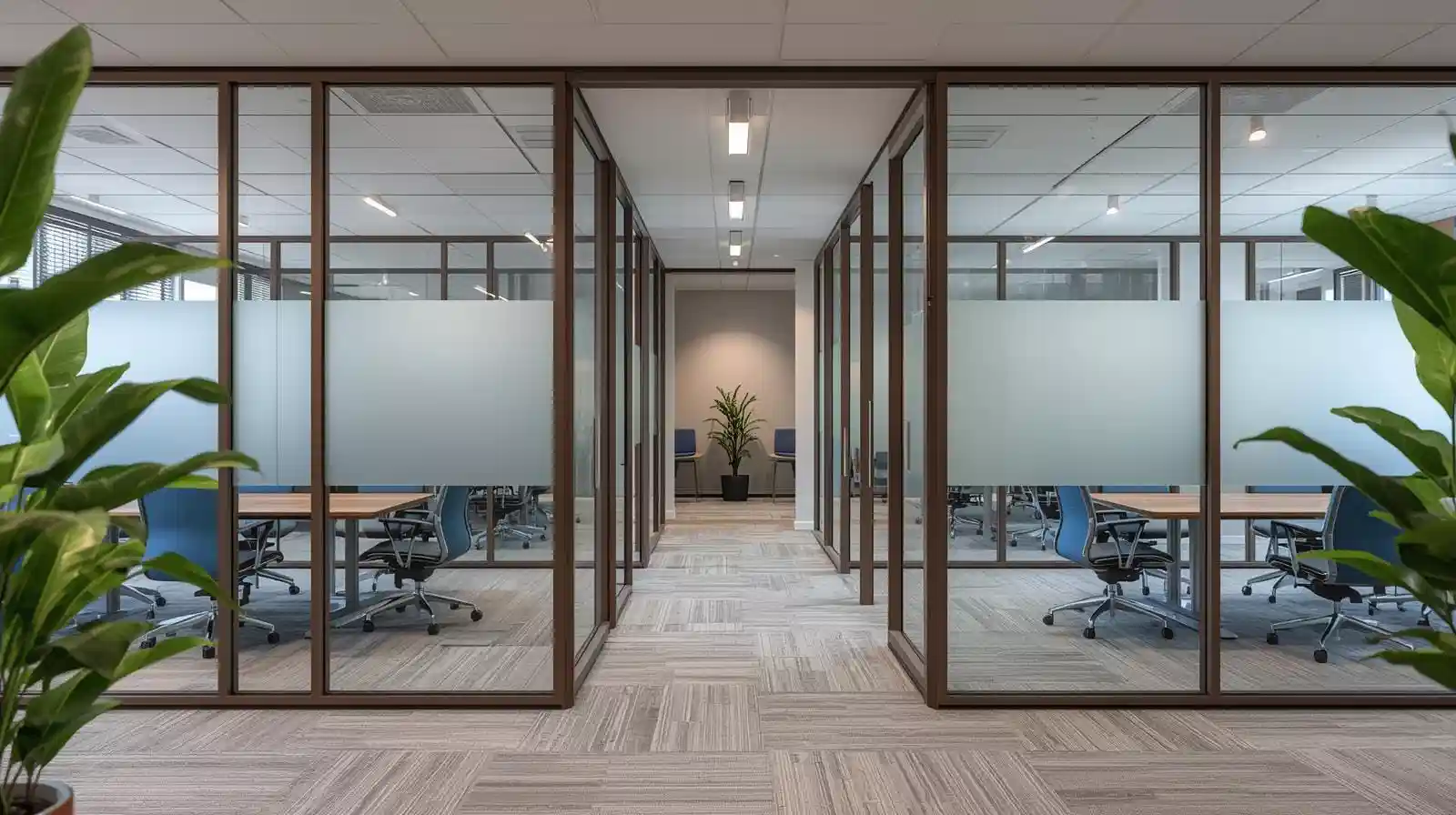 Modern office aluminium partition and glazing installation