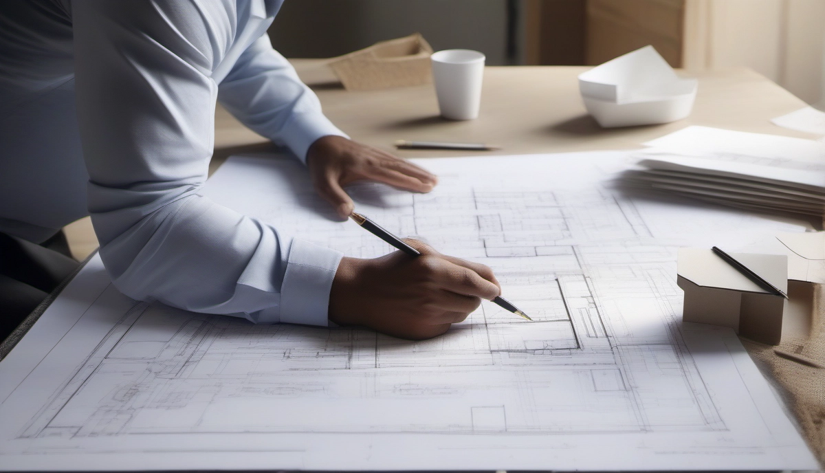 Architect and homeowner reviewing building plans - builder consultation process South Africa