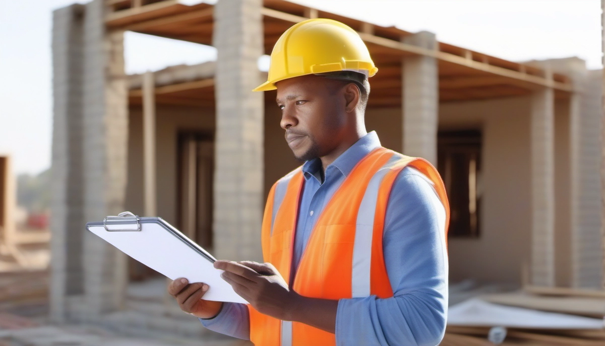 Building inspector site visit - verifying construction quality and compliance South Africa