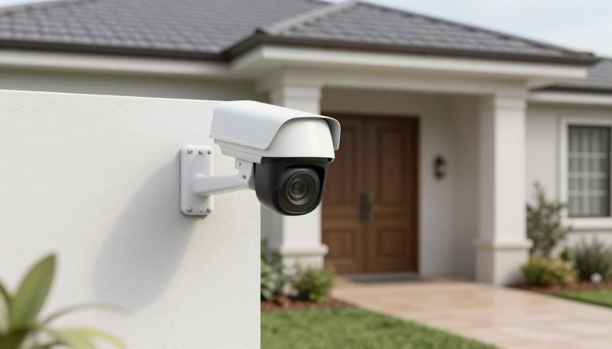 CCTV camera installed at home entrance – finished residential security installation