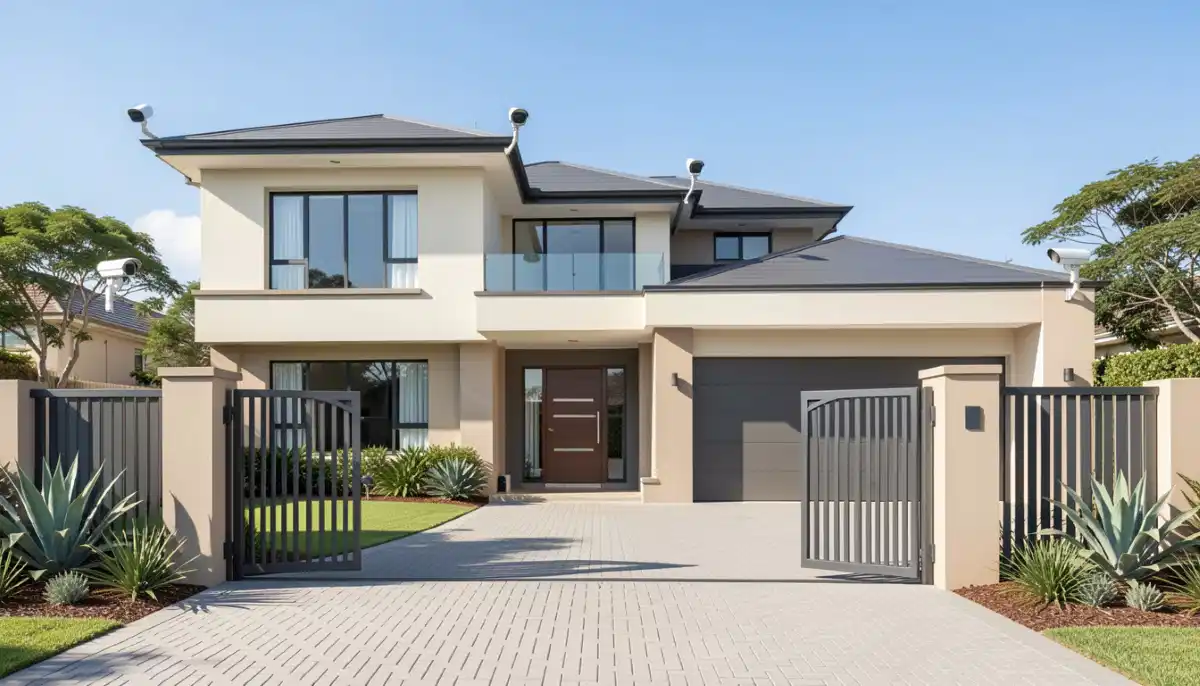 CCTV security camera covering home exterior front – residential security installation