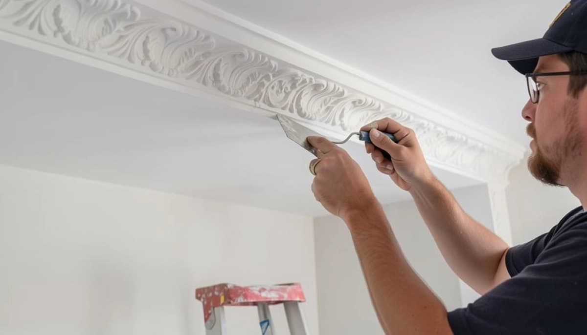 Cornice installation ceiling trim – professional installing decorative plaster cornice