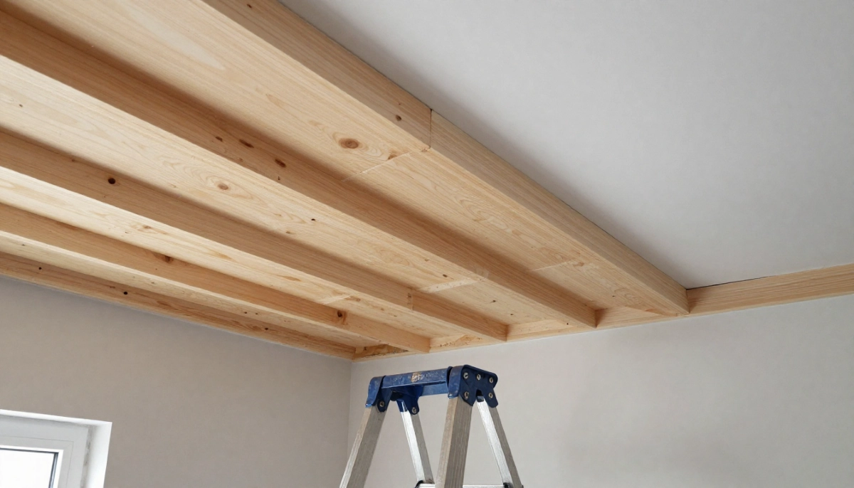 Sagging ceiling reinforcement fix – technician installing plaster washers to fix sagging ceiling