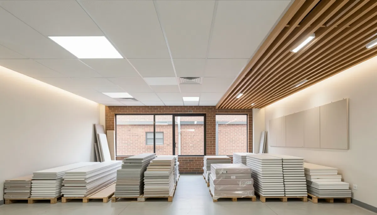 Types of ceiling materials South Africa – gypsum, PVC, timber and suspended ceiling samples