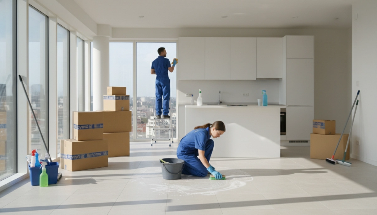 End of tenancy cleaning South Africa – professional cleaner preparing rental property for check-out inspection