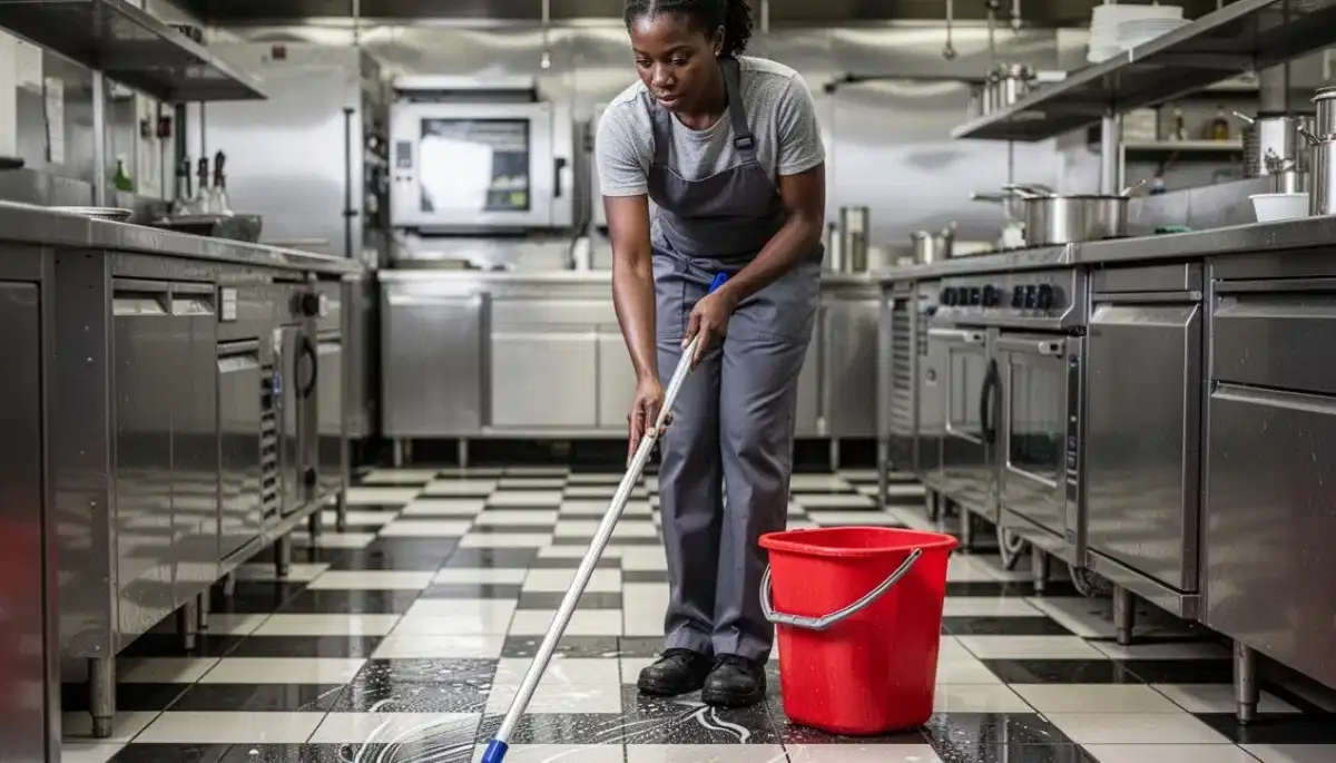 Floor mopping hardwood tiles – professional mopping after post-construction clean