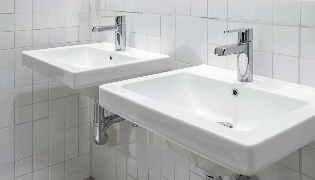 Pristine bathroom after professional deep cleaning – sparkling tiles, sanitised surfaces, and gleaming fixtures