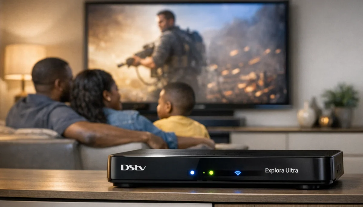 DSTV Explora Ultra decoder front view – ready for activation and smartcard pairing