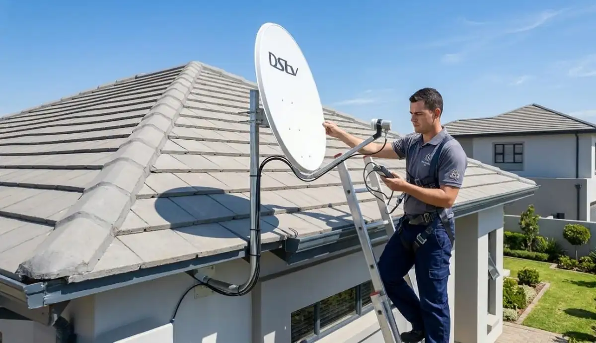 DSTV signal meter showing signal readings – improving baseline signal prevents rain fade