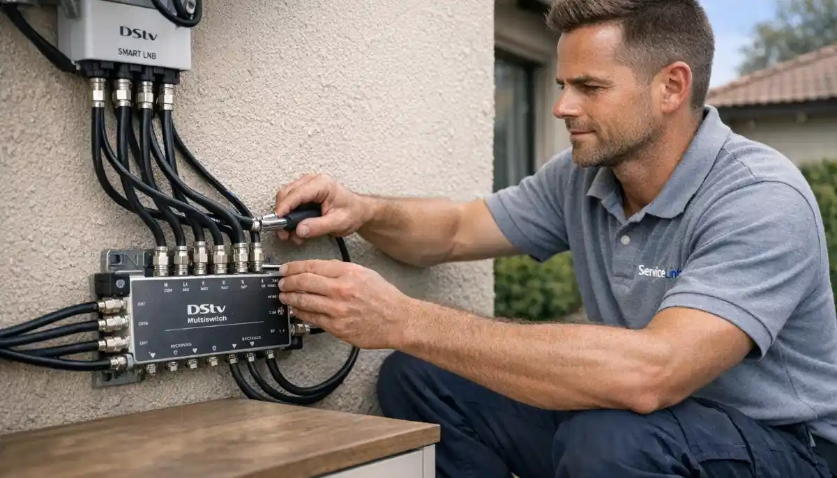 DSTV Smart LNB connected to multiswitch for multi-room installations – common source of problems