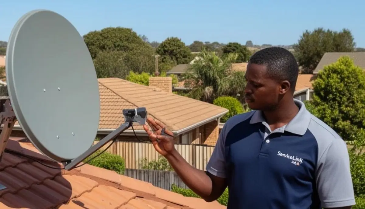 Satellite dish mounted on roof showing proper positioning for optimal DSTV signal reception