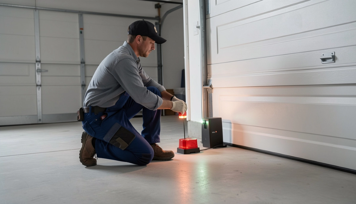 Garage door photocell sensor installation – safety sensor alignment and maintenance
