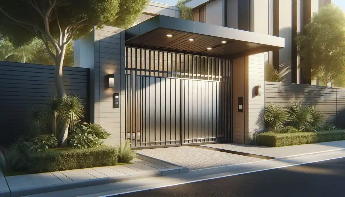 Modern house garage door design – contemporary home with matching gate and garage door