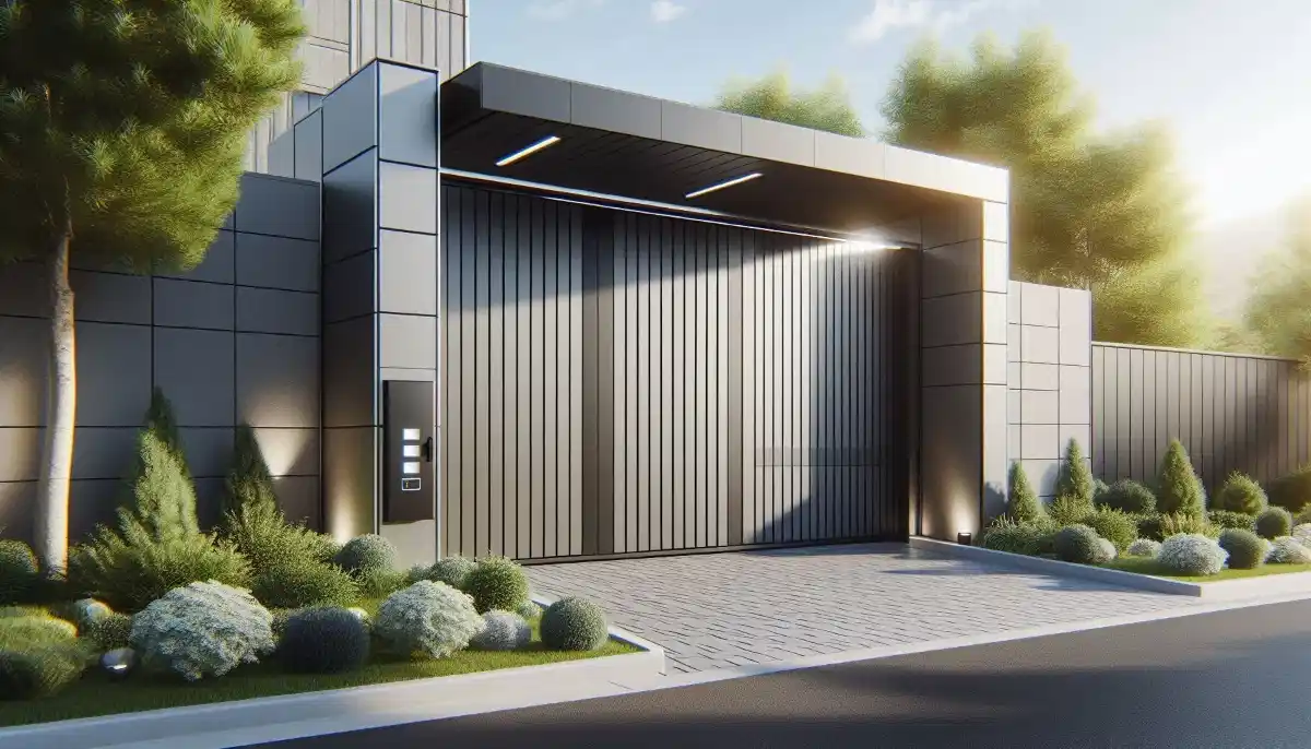 Sliding gate installed residential – automated sliding gate on a suburban home