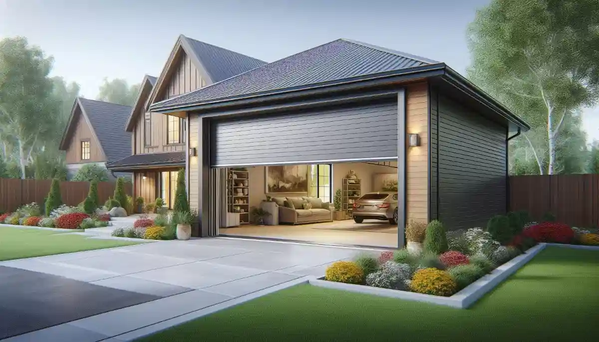 Tip up garage door installed – traditional tip-up garage door with safety features