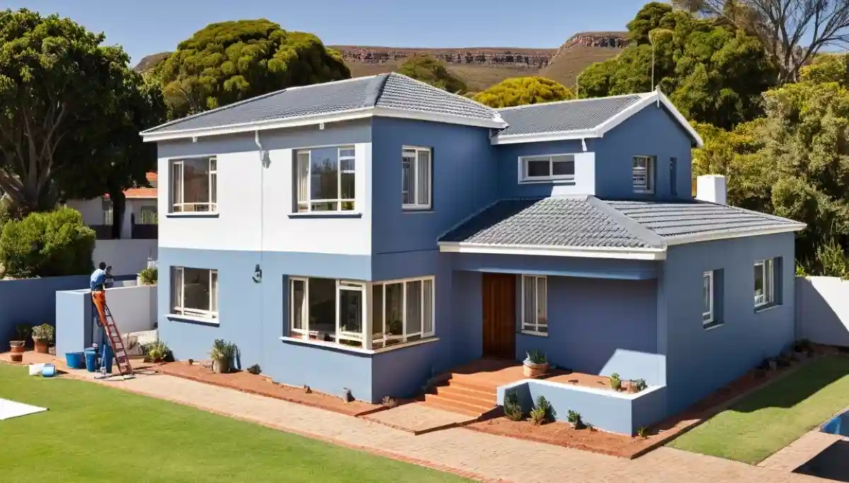 House painting cost South Africa 2025 – professional painter painting exterior wall with roller