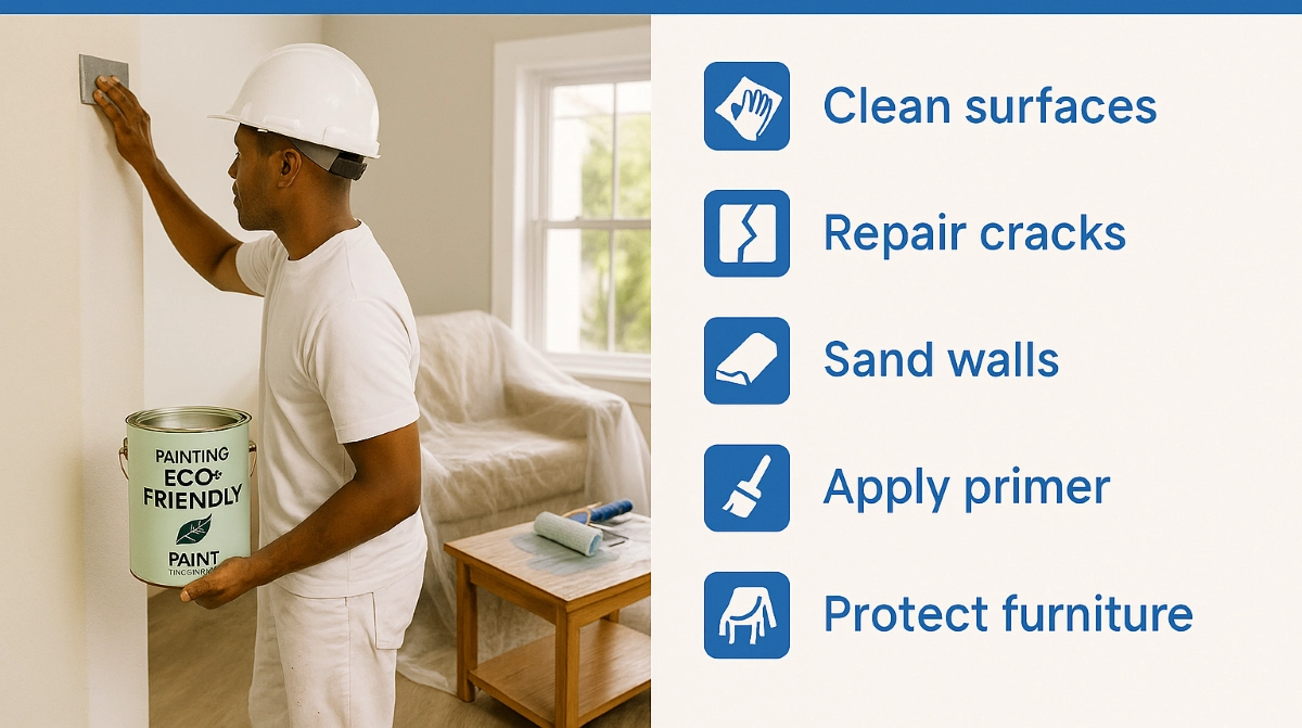 Painting preparation checklist South Africa – wall repairs, sanding, and surface preparation before painting