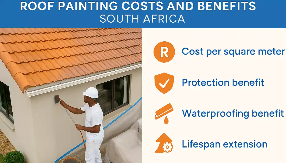 Roof painting costs and benefits South Africa – professional roof painting project on tiled roof