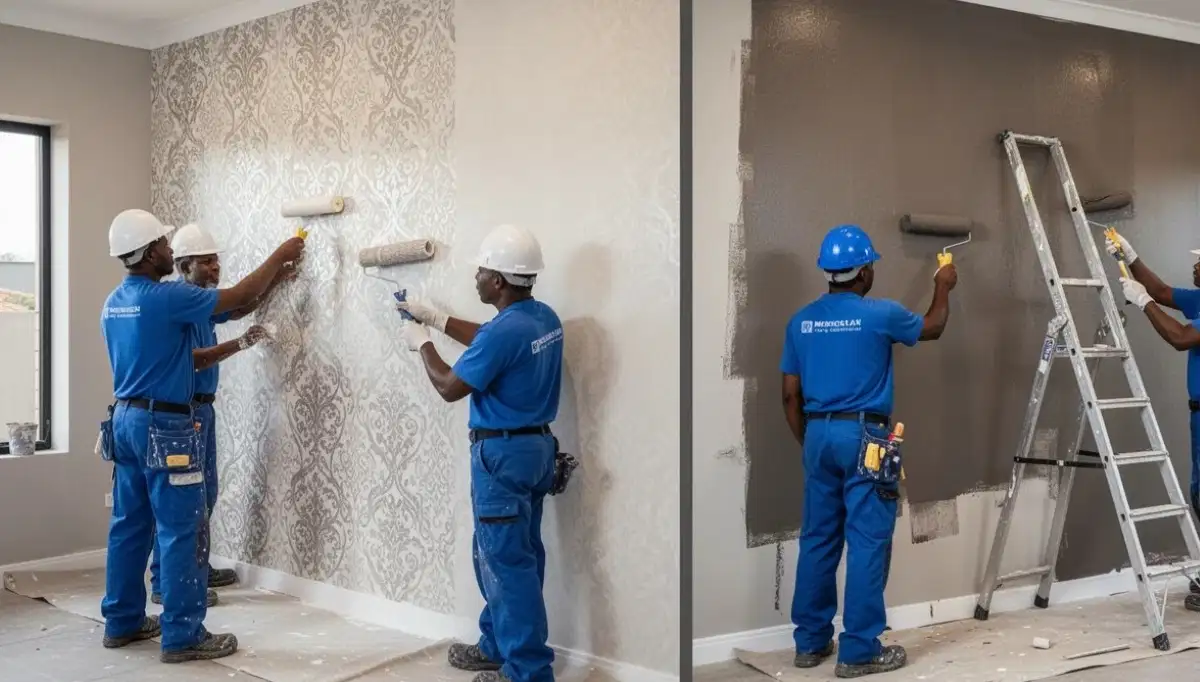 Wallpaper vs paint South Africa comparison – painted wall versus wallpaper feature wall