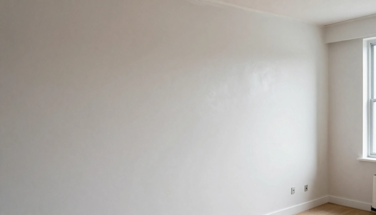 Smooth plastered wall interior finish – flawless surface ready for painting in modern living room