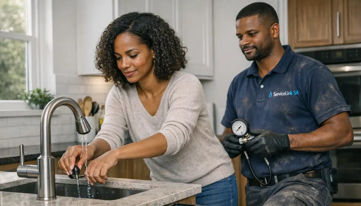 Home water pressure problem example showing before and after pump installation
