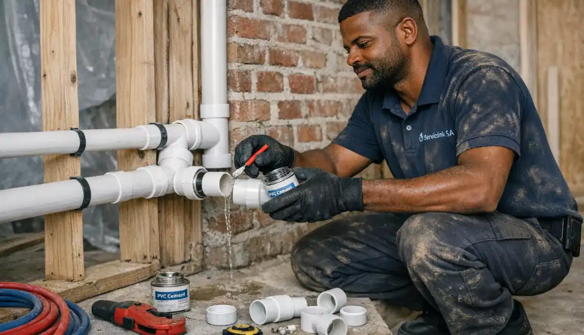 PVC pipe installation showing proper pipe placement to avoid freezing in vulnerable areas