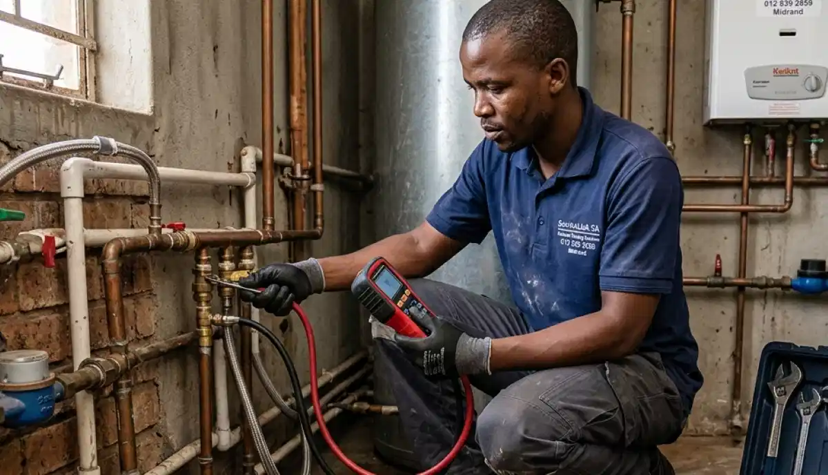 Plumber testing water pressure before pressure pump installation