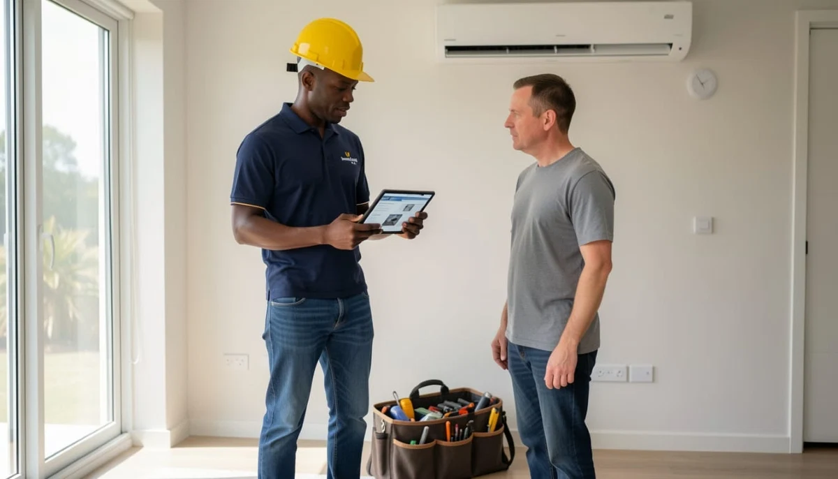 Professional reliable contractor working diligently on home renovation project with proper safety equipment