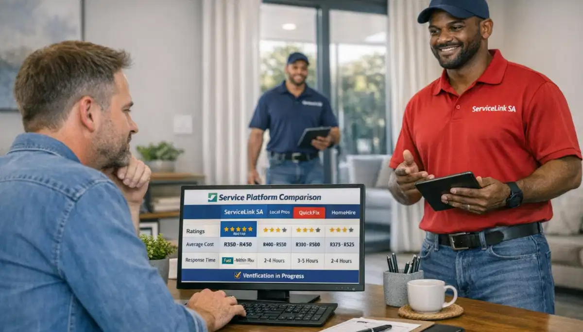 ServiceLink SA vs Snupit comparison chart showing key features of both contractor platforms side by side