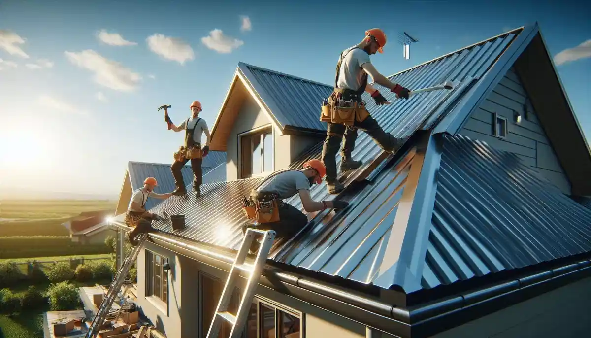 Metal roof sheeting installation on a new home in Johannesburg