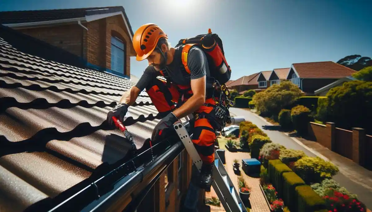 Roof gutter cleaning and maintenance on a South African home