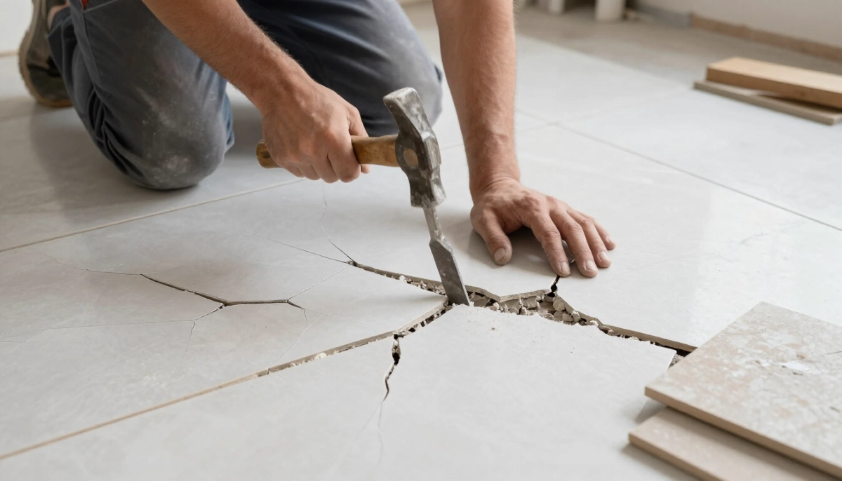 Cracked tile replacement repair – replacing damaged tile in existing floor