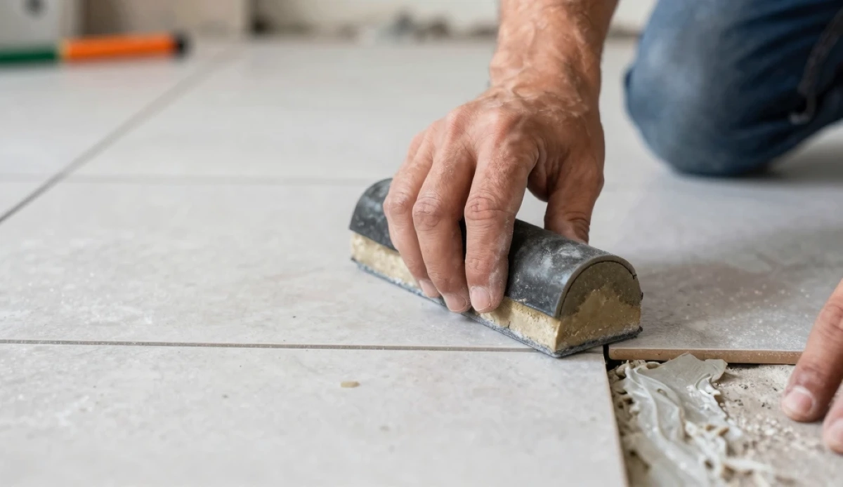 Grouting waterproofing durable tiling South Africa – professional applying grout between tiles