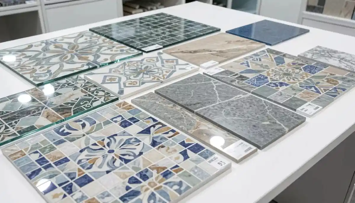 Small mosaic tile sheets showing intricate patterns possible with smaller tile sizes
