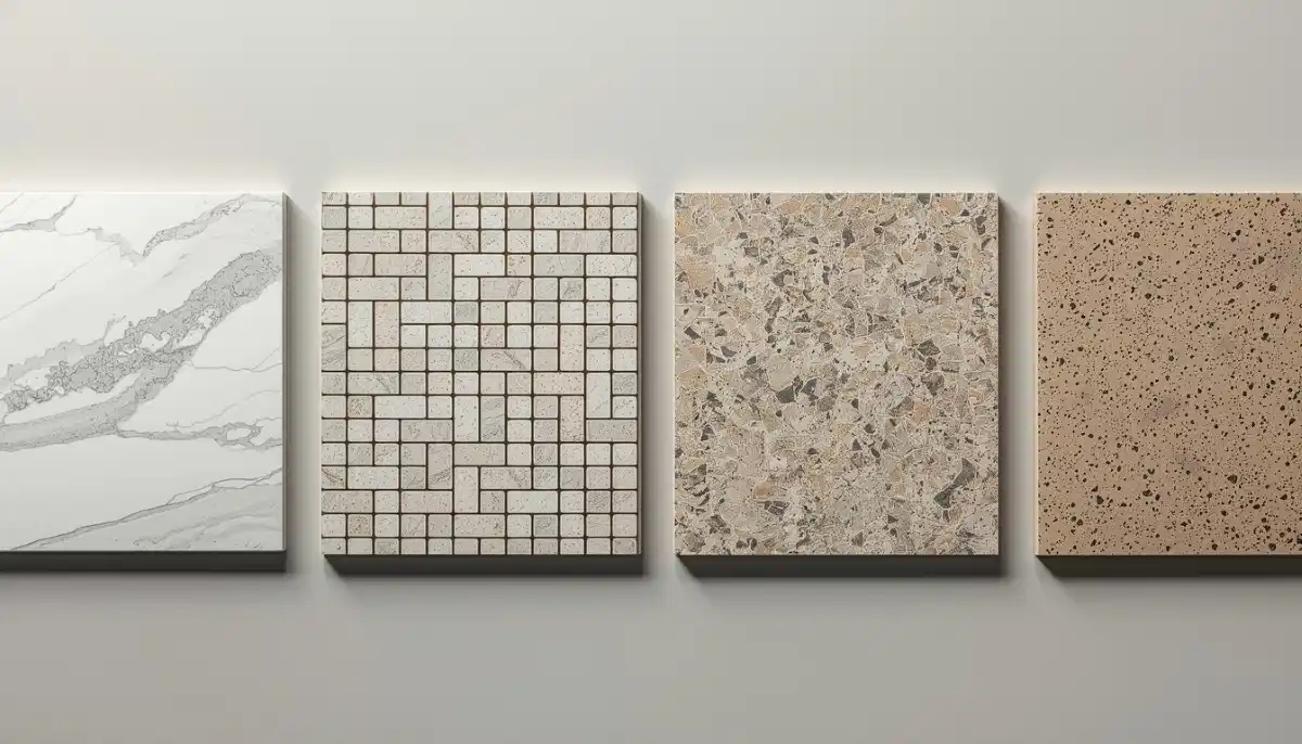 Tile type comparison chart – porcelain vs ceramic vs natural stone cost and features