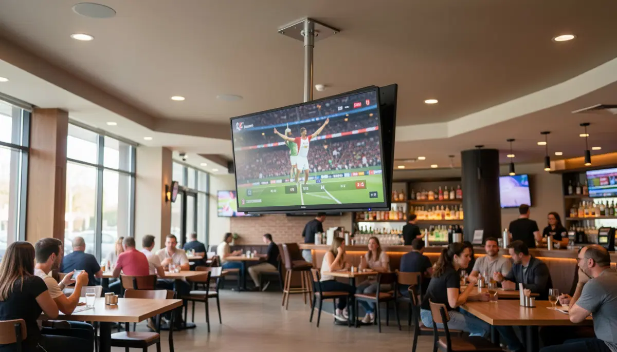 Ceiling TV mount bracket – heavy duty mount attached to ceiling with adjustable arm and cable management column