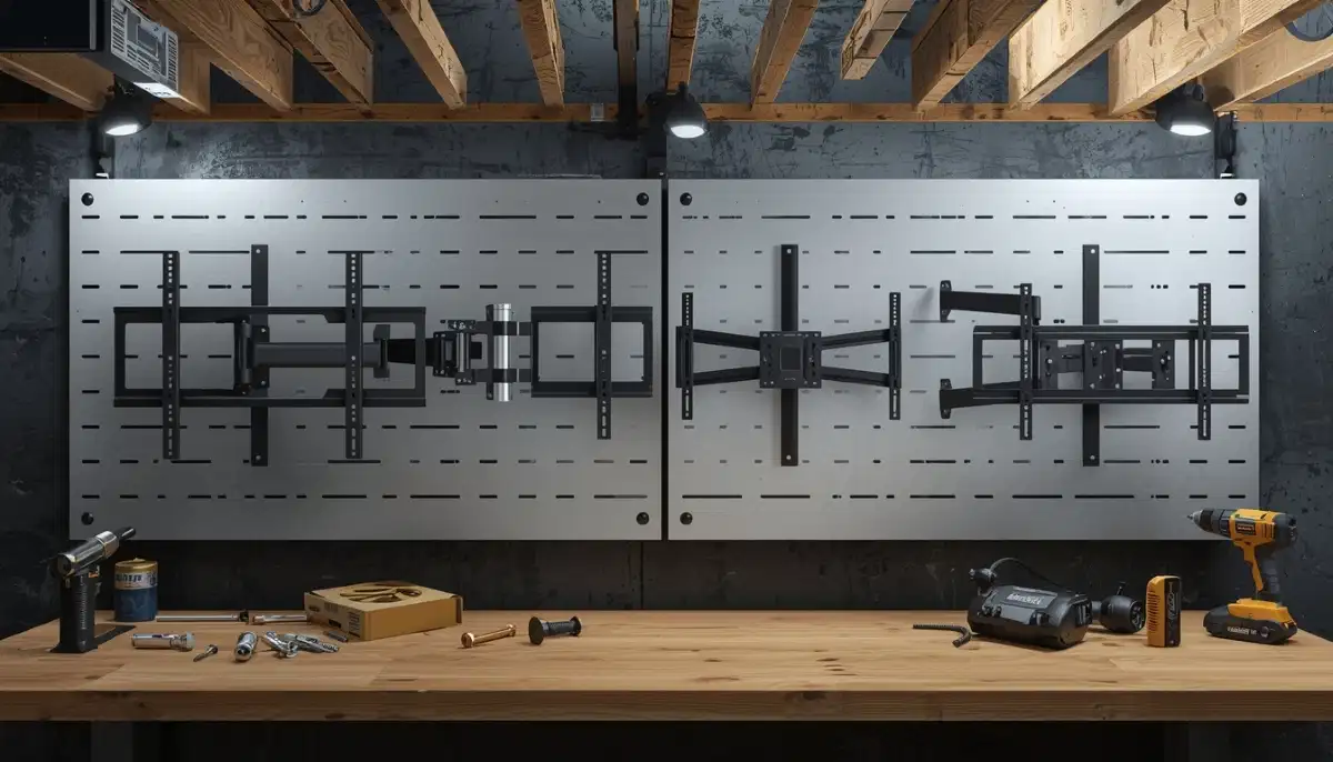 TV bracket types explained South Africa – fixed, tilting and full-motion brackets displayed side by side on wall