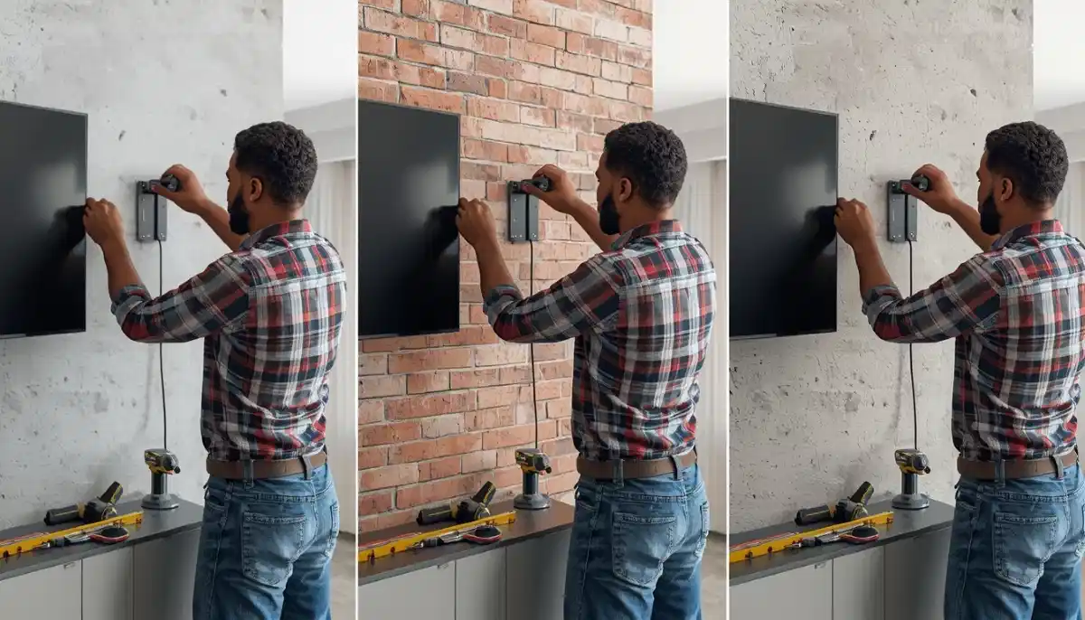 TV wall mounting on drywall vs brick vs concrete – comparison of different wall types with appropriate fixings
