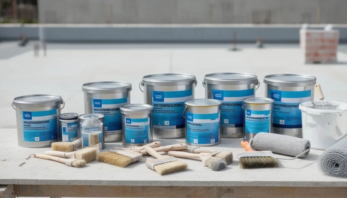 Waterproofing primer and accessories – brushes, rollers, reinforcement fabric for installation