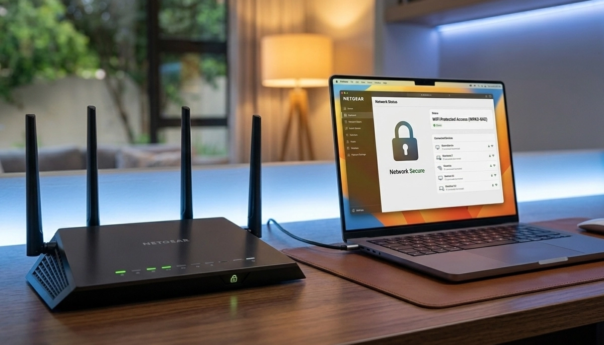 Home network security protect WiFi – secure router with encryption and firewall protection