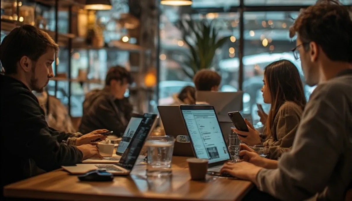 Restaurant wifi setup for customers and POS systems: Café with customers using public WiFi and POS terminal