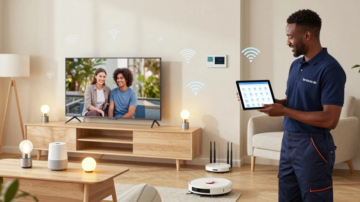 Smart home IoT devices connected for optimising WiFi for multiple devices streaming at once