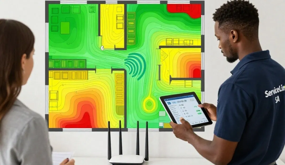 WiFi signal heatmap showing coverage for accurate wifi speed test across different rooms